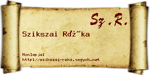 Szikszai Réka névjegykártya